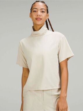 Lululemon Relaxed-Fit Cotton-Blend Mockneck T-Shirt